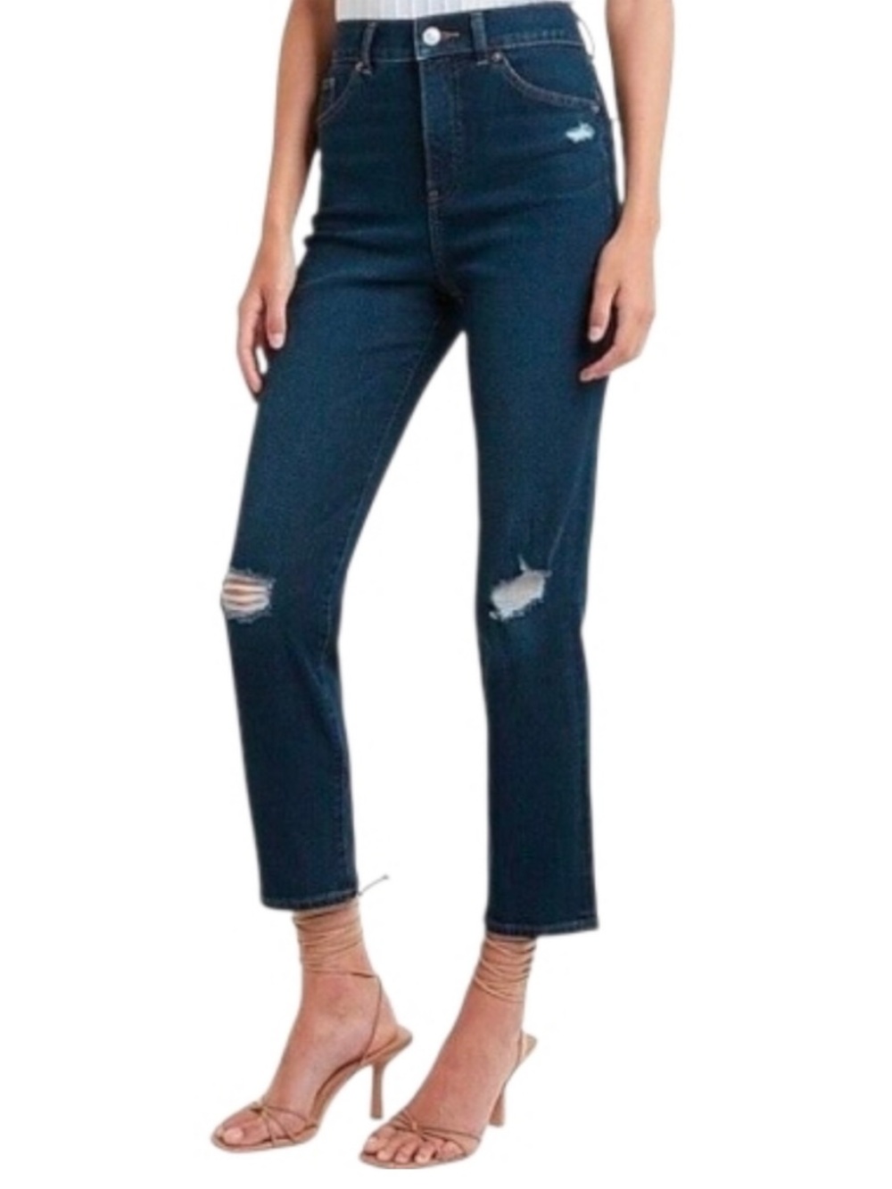 NWT EXPRESS Dark Blue Slim Super High-Rise Distressed Women's Jeans 2R